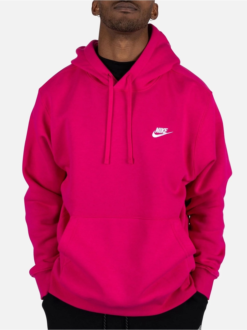 Nike Men's Hot Pink Hoodie with White Logo- Large